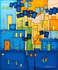 Salman Farooqi, 24 x 30 Inch, Acrylic on Canvas, Cityscape Painting, AC-SF-439
